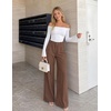 image:imageZESICA Womens Wide Leg Striped Business Work Palazzo Pants  High Waist Button Down Side Pockets 2026 Straight Long Pant Dressy Office Slacks Work Trousers Early Fall FashionBrown