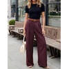image:imageZESICA Womens Wide Leg Striped Business Work Palazzo Pants  High Waist Button Down Side Pockets 2026 Straight Long Pant Dressy Office Slacks Work Trousers Early Fall FashionWine