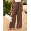 image:imageZESICA Womens Wide Leg Striped Business Work Palazzo Pants  High Waist Button Down Side Pockets 2026 Straight Long Pant Dressy Office Slacks Work Trousers Early Fall FashionBrown