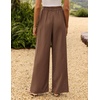 image:imageZESICA Womens Wide Leg Striped Business Work Palazzo Pants  High Waist Button Down Side Pockets 2026 Straight Long Pant Dressy Office Slacks Work Trousers Early Fall FashionBrown