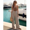 image:imageZESICA Womens Wide Leg Striped Business Work Palazzo Pants  High Waist Button Down Side Pockets 2026 Straight Long Pant Dressy Office Slacks Work Trousers Early Fall FashionKhaki