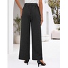 image:imageZESICA Womens Wide Leg Striped Business Work Palazzo Pants  High Waist Button Down Side Pockets 2026 Straight Long Pant Dressy Office Slacks Work Trousers Early Fall FashionBlack