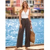 image:imageZESICA Womens Wide Leg Striped Business Work Palazzo Pants  High Waist Button Down Side Pockets 2026 Straight Long Pant Dressy Office Slacks Work Trousers Early Fall FashionCoffee