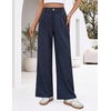 image:imageZESICA Womens Wide Leg Striped Business Work Palazzo Pants  High Waist Button Down Side Pockets 2026 Straight Long Pant Dressy Office Slacks Work Trousers Early Fall FashionNavy