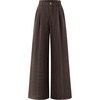 image:imageZESICA Womens Wide Leg Striped Business Work Palazzo Pants  High Waist Button Down Side Pockets 2026 Straight Long Pant Dressy Office Slacks Work Trousers Early Fall FashionCoffee