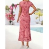 image:imageZESICA Women Summer 2026 Floral Short Sleeve Bodycon Mesh Maxi Formal Dress  Ruched Fitted Casual Work Dress Elegant Bridal Shower Dress Wedding Guest Cocktail Party Dress Brunch Dinner OutfitsPink