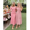 image:imageZESICA Women Summer 2026 Floral Short Sleeve Bodycon Mesh Maxi Formal Dress  Ruched Fitted Casual Work Dress Elegant Bridal Shower Dress Wedding Guest Cocktail Party Dress Brunch Dinner OutfitsShrimp Pink