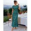 image:imageZESICA Women Summer 2026 Floral Short Sleeve Bodycon Mesh Maxi Formal Dress  Ruched Fitted Casual Work Dress Elegant Bridal Shower Dress Wedding Guest Cocktail Party Dress Brunch Dinner OutfitsGeometric