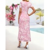 image:imageZESICA Women Summer 2026 Floral Short Sleeve Bodycon Mesh Maxi Formal Dress  Ruched Fitted Casual Work Dress Elegant Bridal Shower Dress Wedding Guest Cocktail Party Dress Brunch Dinner OutfitsLight Pink