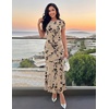 image:imageZESICA Women Summer 2026 Floral Short Sleeve Bodycon Mesh Maxi Formal Dress  Ruched Fitted Casual Work Dress Elegant Bridal Shower Dress Wedding Guest Cocktail Party Dress Brunch Dinner OutfitsLight Khaki