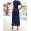 image:imageZESICA Women Summer 2026 Floral Short Sleeve Bodycon Mesh Maxi Formal Dress  Ruched Fitted Casual Work Dress Elegant Bridal Shower Dress Wedding Guest Cocktail Party Dress Brunch Dinner OutfitsNavy