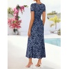 image:imageZESICA Women Summer 2026 Floral Short Sleeve Bodycon Mesh Maxi Formal Dress  Ruched Fitted Casual Work Dress Elegant Bridal Shower Dress Wedding Guest Cocktail Party Dress Brunch Dinner OutfitsDustyblue