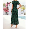 image:imageZESICA Women Summer 2026 Floral Short Sleeve Bodycon Mesh Maxi Formal Dress  Ruched Fitted Casual Work Dress Elegant Bridal Shower Dress Wedding Guest Cocktail Party Dress Brunch Dinner OutfitsGreen
