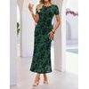 image:imageZESICA Women Summer 2026 Floral Short Sleeve Bodycon Mesh Maxi Formal Dress  Ruched Fitted Casual Work Dress Elegant Bridal Shower Dress Wedding Guest Cocktail Party Dress Brunch Dinner OutfitsGreen