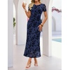 image:imageZESICA Women Summer 2026 Floral Short Sleeve Bodycon Mesh Maxi Formal Dress  Ruched Fitted Casual Work Dress Elegant Bridal Shower Dress Wedding Guest Cocktail Party Dress Brunch Dinner OutfitsNavy