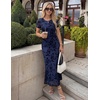 image:imageZESICA Women Summer 2026 Floral Short Sleeve Bodycon Mesh Maxi Formal Dress  Ruched Fitted Casual Work Dress Elegant Bridal Shower Dress Wedding Guest Cocktail Party Dress Brunch Dinner OutfitsNavy