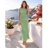 image:imageZESICA Women Summer 2026 Floral Short Sleeve Bodycon Mesh Maxi Formal Dress  Ruched Fitted Casual Work Dress Elegant Bridal Shower Dress Wedding Guest Cocktail Party Dress Brunch Dinner OutfitsSage