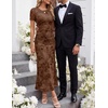 image:imageZESICA Women Summer 2026 Floral Short Sleeve Bodycon Mesh Maxi Formal Dress  Ruched Fitted Casual Work Dress Elegant Bridal Shower Dress Wedding Guest Cocktail Party Dress Brunch Dinner OutfitsBrown