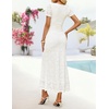 image:imageZESICA Women Summer 2026 Floral Short Sleeve Bodycon Mesh Maxi Formal Dress  Ruched Fitted Casual Work Dress Elegant Bridal Shower Dress Wedding Guest Cocktail Party Dress Brunch Dinner OutfitsWhite