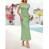 image:imageZESICA Women Summer 2026 Floral Short Sleeve Bodycon Mesh Maxi Formal Dress  Ruched Fitted Casual Work Dress Elegant Bridal Shower Dress Wedding Guest Cocktail Party Dress Brunch Dinner OutfitsSage