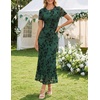 image:imageZESICA Women Summer 2026 Floral Short Sleeve Bodycon Mesh Maxi Formal Dress  Ruched Fitted Casual Work Dress Elegant Bridal Shower Dress Wedding Guest Cocktail Party Dress Brunch Dinner OutfitsGreen