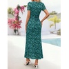 image:imageZESICA Women Summer 2026 Floral Short Sleeve Bodycon Mesh Maxi Formal Dress  Ruched Fitted Casual Work Dress Elegant Bridal Shower Dress Wedding Guest Cocktail Party Dress Brunch Dinner OutfitsGeometric