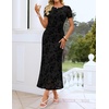image:imageZESICA Women Summer 2026 Floral Short Sleeve Bodycon Mesh Maxi Formal Dress  Ruched Fitted Casual Work Dress Elegant Bridal Shower Dress Wedding Guest Cocktail Party Dress Brunch Dinner OutfitsBlack