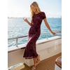 image:imageZESICA Women Summer 2026 Floral Short Sleeve Bodycon Mesh Maxi Formal Dress  Ruched Fitted Casual Work Dress Elegant Bridal Shower Dress Wedding Guest Cocktail Party Dress Brunch Dinner OutfitsWine