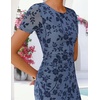 image:imageZESICA Women Summer 2026 Floral Short Sleeve Bodycon Mesh Maxi Formal Dress  Ruched Fitted Casual Work Dress Elegant Bridal Shower Dress Wedding Guest Cocktail Party Dress Brunch Dinner OutfitsDustyblue