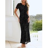 image:imageZESICA Women Summer 2026 Floral Short Sleeve Bodycon Mesh Maxi Formal Dress  Ruched Fitted Casual Work Dress Elegant Bridal Shower Dress Wedding Guest Cocktail Party Dress Brunch Dinner OutfitsBlack