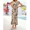 image:imageZESICA Women Summer 2026 Floral Short Sleeve Bodycon Mesh Maxi Formal Dress  Ruched Fitted Casual Work Dress Elegant Bridal Shower Dress Wedding Guest Cocktail Party Dress Brunch Dinner OutfitsLight Khaki