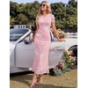 image:imageZESICA Women Summer 2026 Floral Short Sleeve Bodycon Mesh Maxi Formal Dress  Ruched Fitted Casual Work Dress Elegant Bridal Shower Dress Wedding Guest Cocktail Party Dress Brunch Dinner OutfitsLight Pink