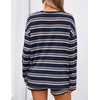 image:imageZESICA Womens 2 Piece Striped Short Sets Fall Lounge Outfit  Long Sleeve Tops and Shorts Loose Fit Comfy Matching Sets Cute Pajamas Airport Travel ClothesNavy