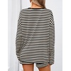 image:imageZESICA Womens 2 Piece Striped Short Sets Fall Lounge Outfit  Long Sleeve Tops and Shorts Loose Fit Comfy Matching Sets Cute Pajamas Airport Travel ClothesBlack