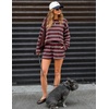 image:imageZESICA Womens 2 Piece Striped Short Sets Fall Lounge Outfit  Long Sleeve Tops and Shorts Loose Fit Comfy Matching Sets Cute Pajamas Airport Travel ClothesBurgundyred