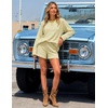 image:imageZESICA Womens 2 Piece Striped Short Sets Fall Lounge Outfit  Long Sleeve Tops and Shorts Loose Fit Comfy Matching Sets Cute Pajamas Airport Travel ClothesJonquil