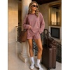 image:imageZESICA Womens 2 Piece Striped Short Sets Fall Lounge Outfit  Long Sleeve Tops and Shorts Loose Fit Comfy Matching Sets Cute Pajamas Airport Travel ClothesPink