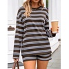 image:imageZESICA Womens 2 Piece Striped Short Sets Fall Lounge Outfit  Long Sleeve Tops and Shorts Loose Fit Comfy Matching Sets Cute Pajamas Airport Travel ClothesDarkcoffee