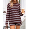 image:imageZESICA Womens 2 Piece Striped Short Sets Fall Lounge Outfit  Long Sleeve Tops and Shorts Loose Fit Comfy Matching Sets Cute Pajamas Airport Travel ClothesBurgundyred