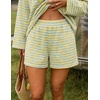 image:imageZESICA Womens 2 Piece Striped Short Sets Fall Lounge Outfit  Long Sleeve Tops and Shorts Loose Fit Comfy Matching Sets Cute Pajamas Airport Travel ClothesJonquil
