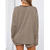 image:imageZESICA Womens 2 Piece Striped Short Sets Fall Lounge Outfit  Long Sleeve Tops and Shorts Loose Fit Comfy Matching Sets Cute Pajamas Airport Travel ClothesApricot