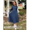 image:imageZESICA Womens Fall Long Sleeve Pleated Midi Sweater Dresses  2026 Fall Winter Clothes Crewneck Soft Knit Fabric Removable Belted Waist High Waist Flowy A Line Wedding Guest DressesDark Blue