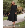 image:imageZESICA Womens Fall Long Sleeve Pleated Midi Sweater Dresses  2026 Fall Winter Clothes Crewneck Soft Knit Fabric Removable Belted Waist High Waist Flowy A Line Wedding Guest DressesBlack