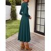 image:imageZESICA Womens Fall Long Sleeve Pleated Midi Sweater Dresses  2026 Fall Winter Clothes Crewneck Soft Knit Fabric Removable Belted Waist High Waist Flowy A Line Wedding Guest DressesTeal