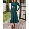 image:imageZESICA Womens Fall Long Sleeve Pleated Midi Sweater Dresses  2026 Fall Winter Clothes Crewneck Soft Knit Fabric Removable Belted Waist High Waist Flowy A Line Wedding Guest DressesTeal