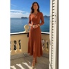image:imageZESICA Womens Fall Long Sleeve Pleated Midi Sweater Dresses  2026 Fall Winter Clothes Crewneck Soft Knit Fabric Removable Belted Waist High Waist Flowy A Line Wedding Guest DressesRust