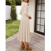 image:imageZESICA Womens Fall Long Sleeve Pleated Midi Sweater Dresses  2026 Fall Winter Clothes Crewneck Soft Knit Fabric Removable Belted Waist High Waist Flowy A Line Wedding Guest DressesApricot
