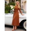 image:imageZESICA Womens Fall Long Sleeve Pleated Midi Sweater Dresses  2026 Fall Winter Clothes Crewneck Soft Knit Fabric Removable Belted Waist High Waist Flowy A Line Wedding Guest DressesRust