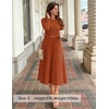 image:imageZESICA Womens Fall Long Sleeve Pleated Midi Sweater Dresses  2026 Fall Winter Clothes Crewneck Soft Knit Fabric Removable Belted Waist High Waist Flowy A Line Wedding Guest DressesRust