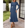 image:imageZESICA Womens Fall Long Sleeve Pleated Midi Sweater Dresses  2026 Fall Winter Clothes Crewneck Soft Knit Fabric Removable Belted Waist High Waist Flowy A Line Wedding Guest DressesDark Blue